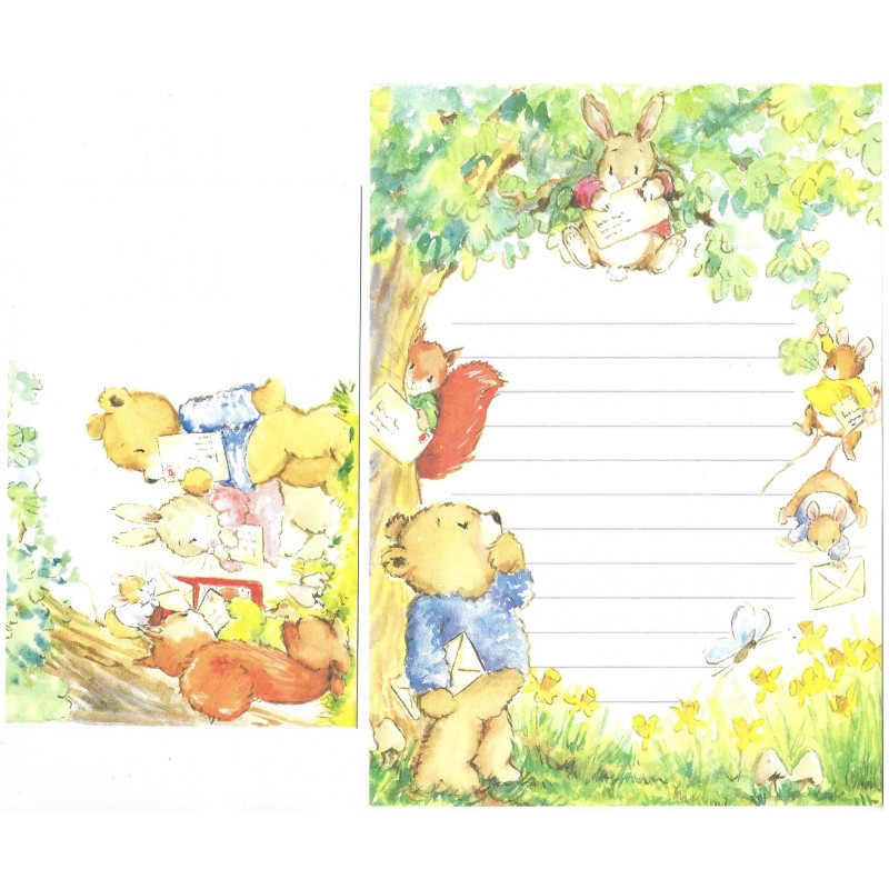 Conjunto de Papel de Carta Antigo Importado Bunnies