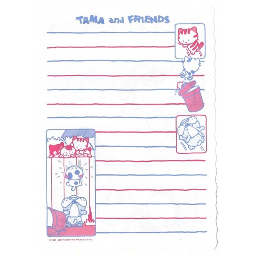 Ano 1991. Papel de Carta AVULSO Antigo (Vintage) Tama & Friends P - Sony