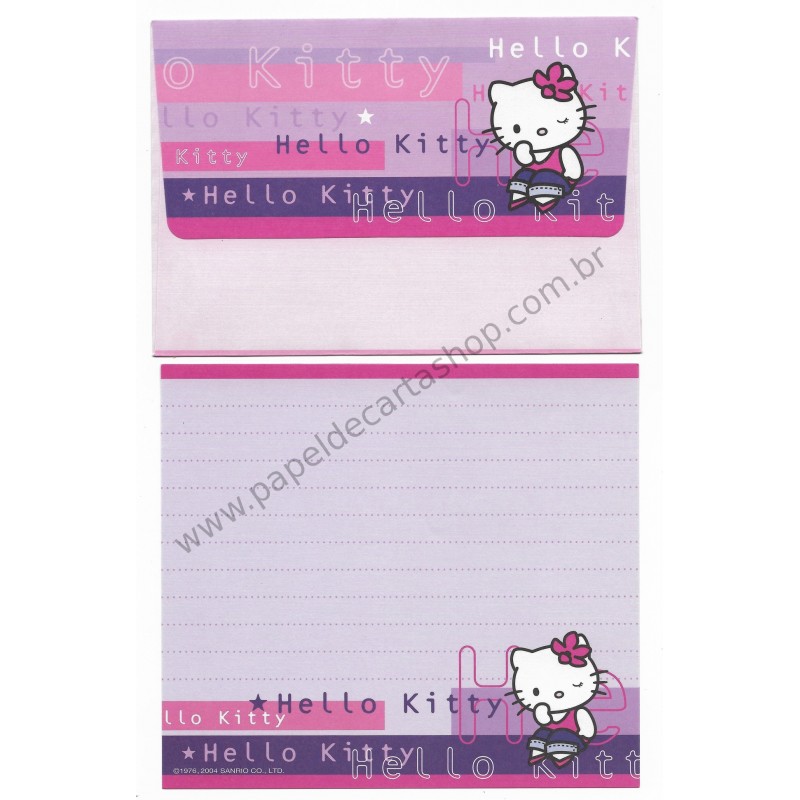 Ano 2004. Kit 2 Conjuntos de Papel de Carta Hello Kitty Silver Sanrio