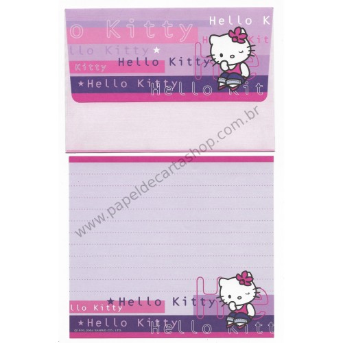 Ano 2004. Kit 2 Conjuntos de Papel de Carta Hello Kitty Silver Sanrio