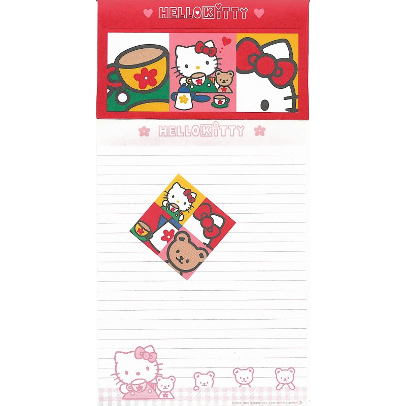 Ano 1996. Conjunto de Papel de Carta Hello Kitty Bears Sanrio