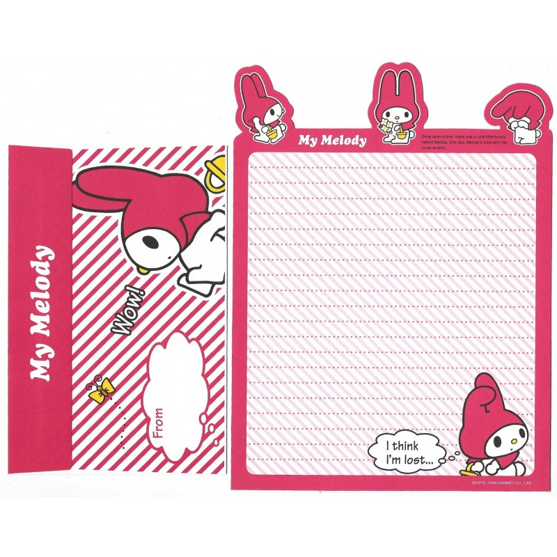 Ano 2006. Conjunto de Papel de Carta My Melody Red Sanrio