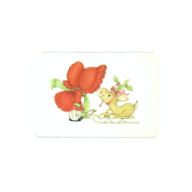 Postcard Antigo Importado Ruth Morehead Sun Bonnets RED Hallmark
