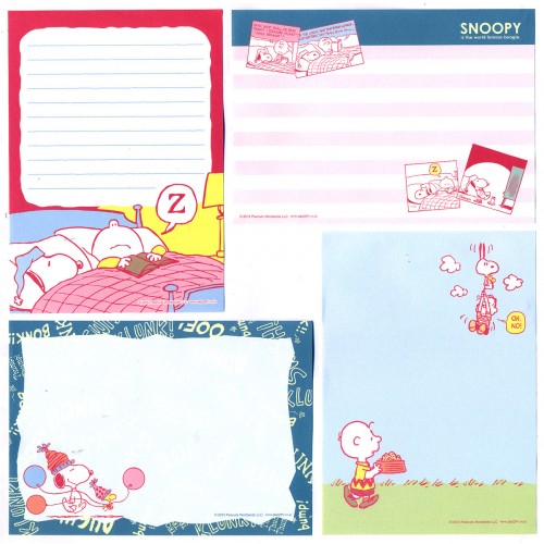 Ano 2013. Kit 4 Notas SNOOPY Plunk PENAUTS JAPAN