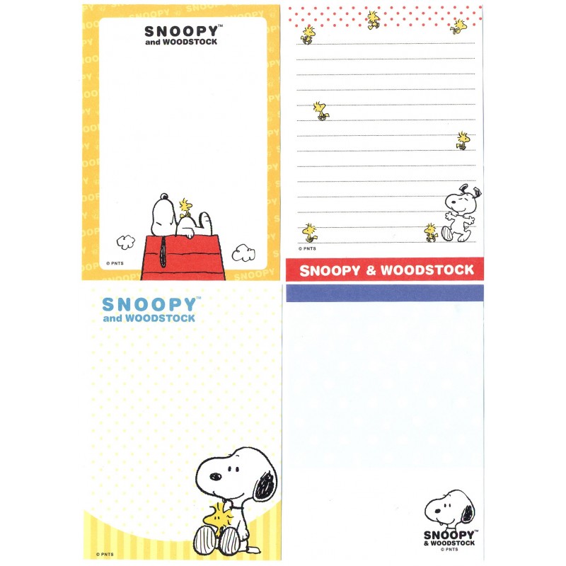 Kit 4 Notas Snoopy Beagle Peanuts Japan