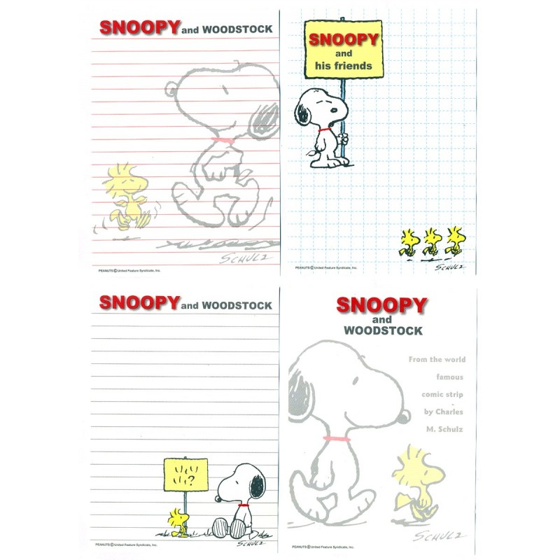 Kit 4 Notas SNOOPY and Woodstock CAM Peanuts