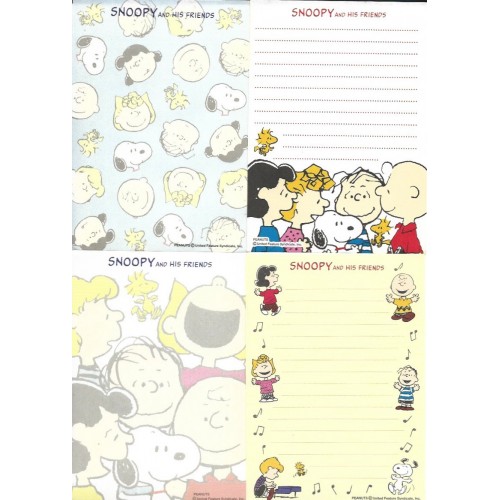 Kit 4 Notas Snoopy & His Friends Blue Japan