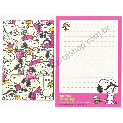 Kit 2 Conjuntos de Mini-Papéis de Carta 70's Snoopy Peanuts