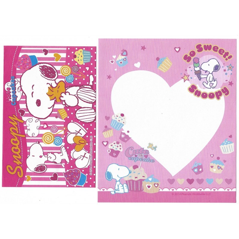 Conjunto de Papel de Carta Snoopy So Sweet Cupcake 2014