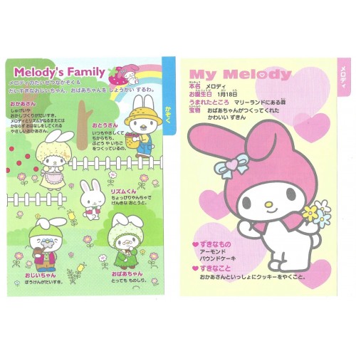 Ano 2006. Kit 6 Notas My Melody's Room Sanrio