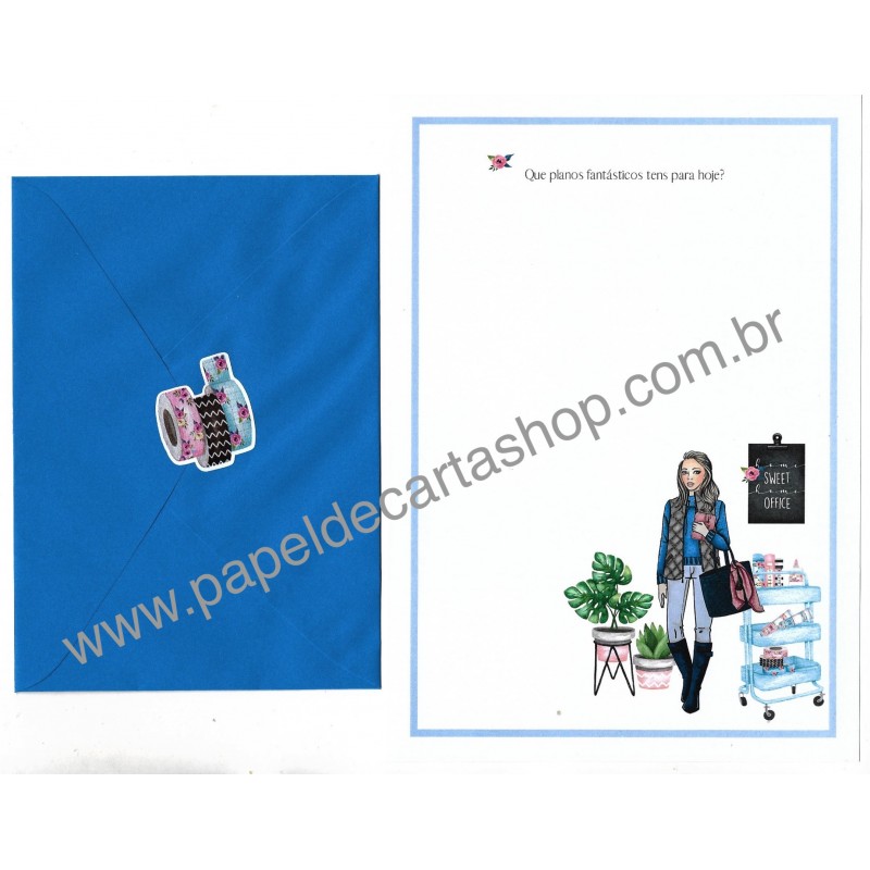 Conjunto de Papel de Carta com Envelope IT GIRLS FRASES - HELÔ