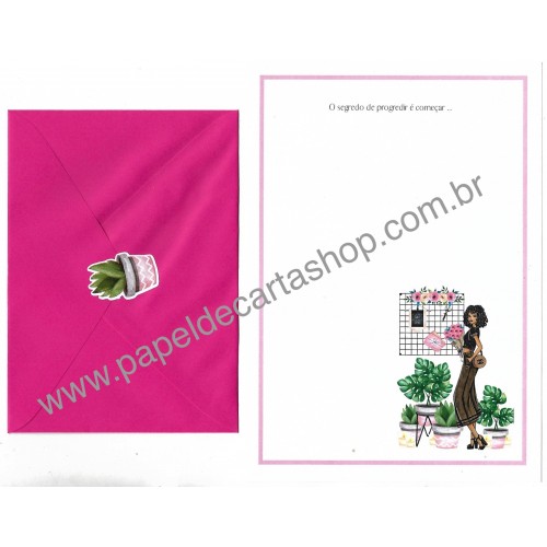 Conjunto de Papel de Carta com Envelope IT GIRLS FRASES - LOUISE