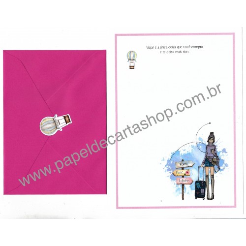 Conjunto de Papel de Carta com Envelope IT GIRLS FRASES - MALU