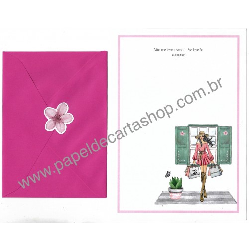 Conjunto de Papel de Carta com Envelope IT GIRLS FRASES - RACHEL