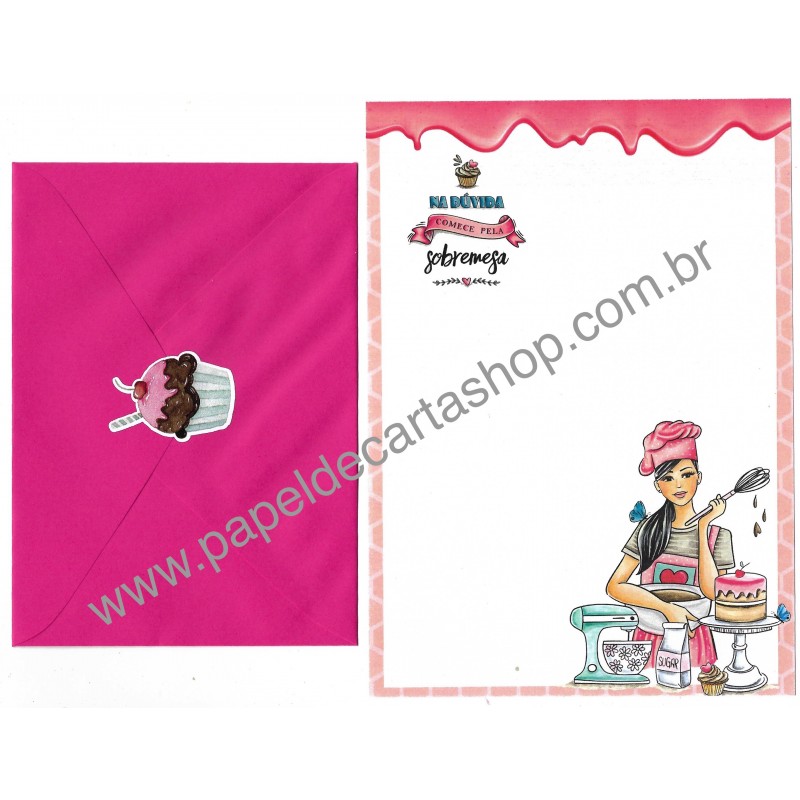 Conjunto de Papel de Carta com Envelope IT GIRLS FLOWERS - BIA