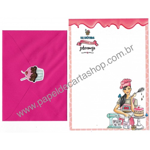 Conjunto de Papel de Carta com Envelope IT GIRLS FLOWERS - BIA