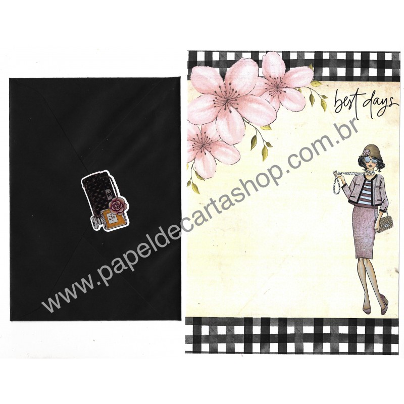 Conjunto de Papel de Carta com Envelope IT GIRLS FLOWERS - CHANEL