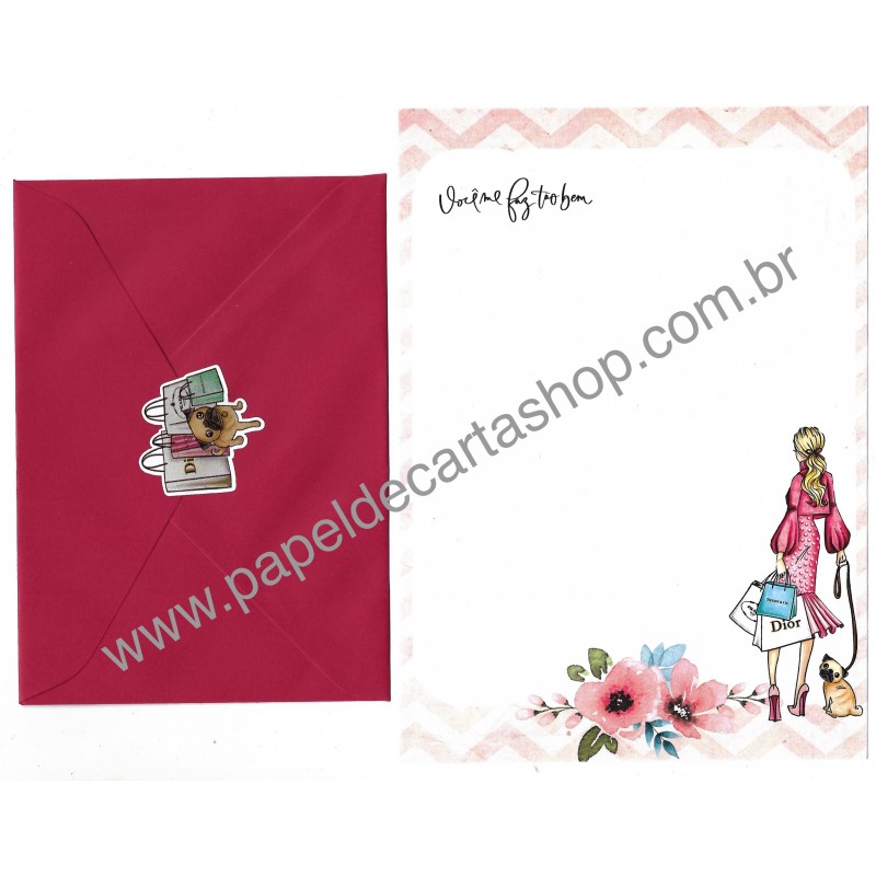 Conjunto de Papel de Carta com Envelope IT GIRLS FLOWERS - CHARLOTTE