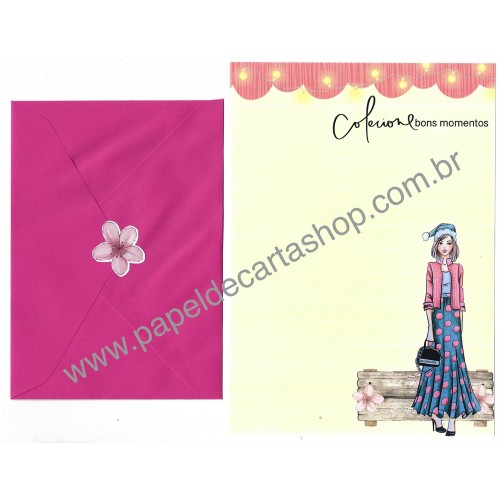 Conjunto de Papel de Carta com Envelope IT GIRLS FLOWERS - FLORA