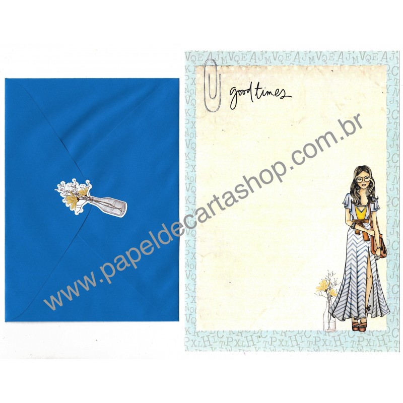 Conjunto de Papel de Carta com Envelope IT GIRLS FLOWERS - MARY