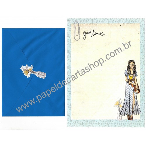 Conjunto de Papel de Carta com Envelope IT GIRLS FLOWERS - MARY