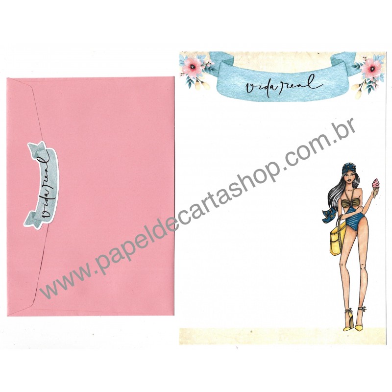 Conjunto de Papel de Carta com Envelope IT GIRLS FLOWERS - PALOMA