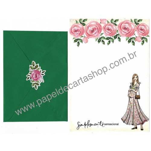 Conjunto de Papel de Carta com Envelope IT GIRLS FLOWERS - PATTY