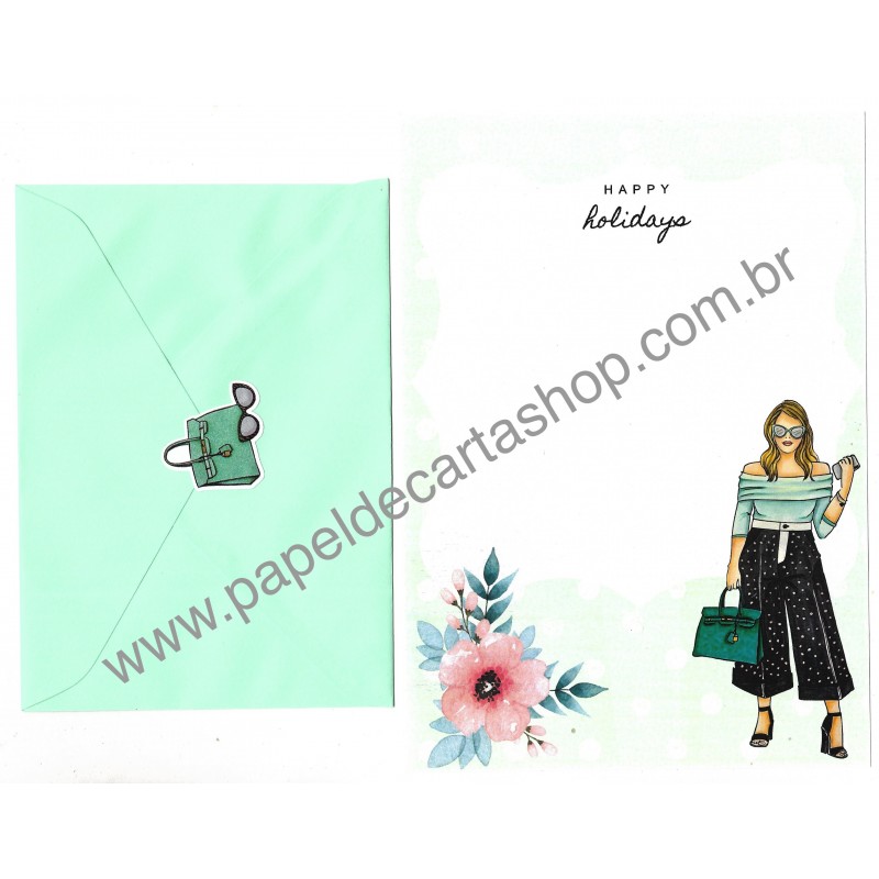 Conjunto de Papel de Carta com Envelope IT GIRLS FLOWERS - SILVIA