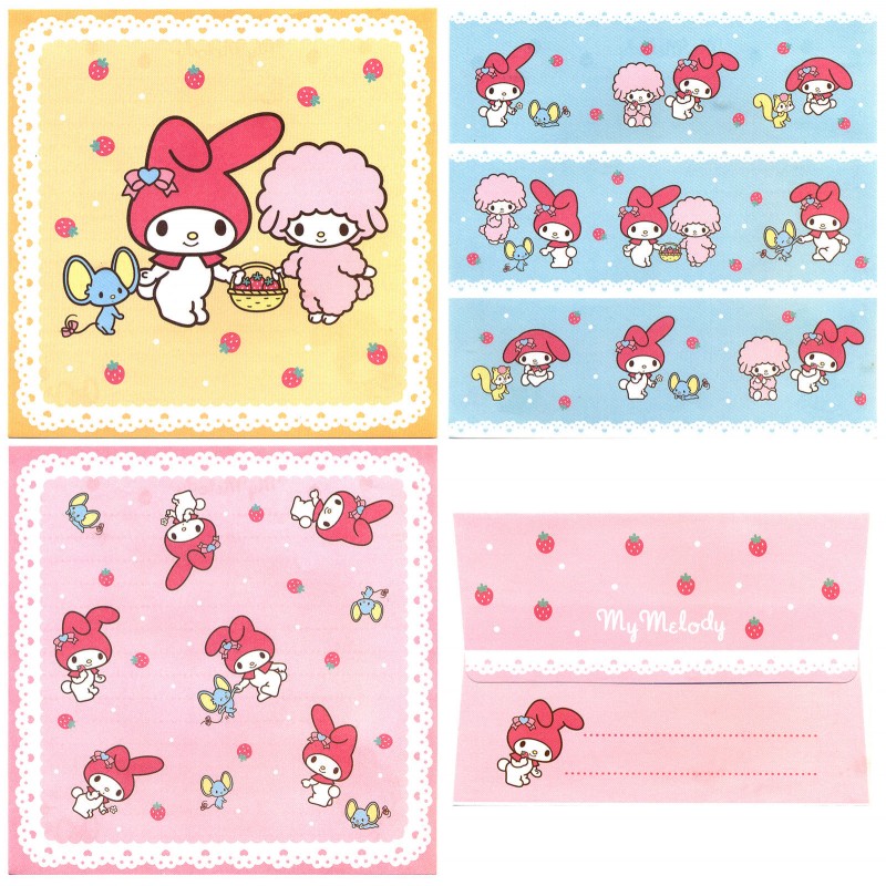 Ano 2007. Conjunto de Papel de Carta My Melody TRIO Sanrio
