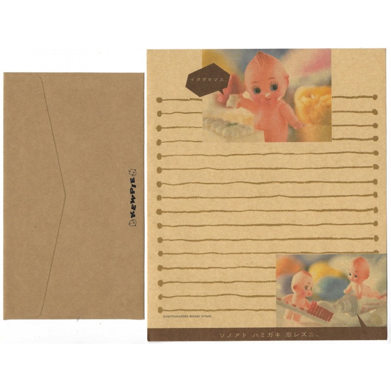 Conjunto de Papel de Carta Antigo (Vintage) Kewpie Kraft JAPAN
