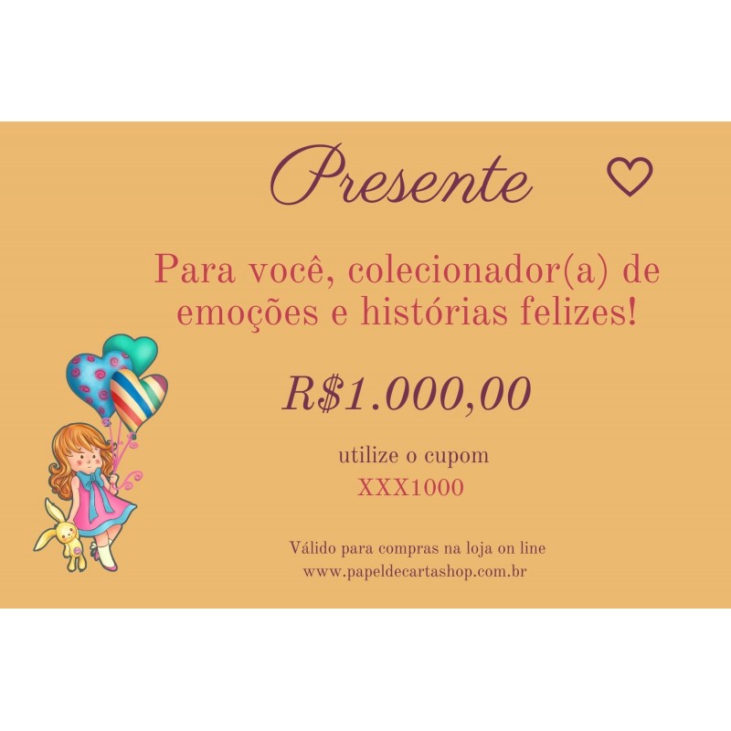 1000. Vale Presente Papel de Carta Shop