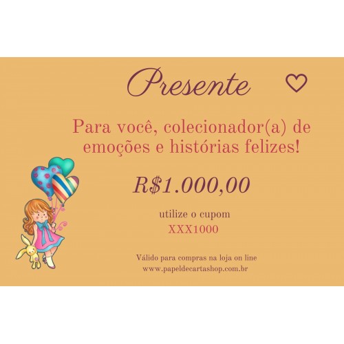 1000. Vale Presente Papel de Carta Shop