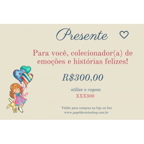 300. Vale Presente Papel de Carta Shop