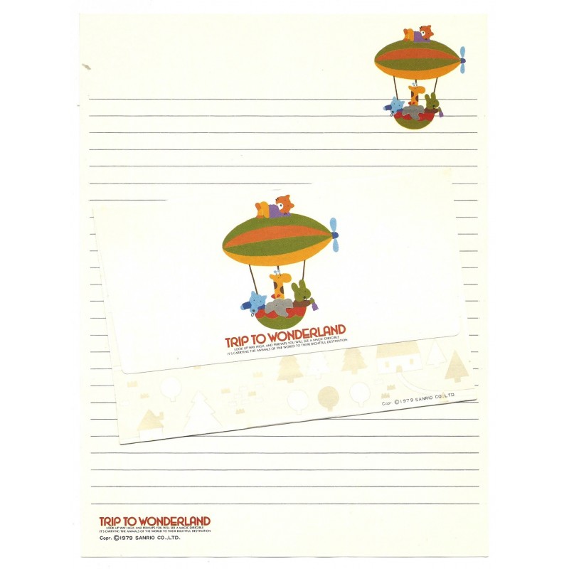 Ano 1983. Conjunto de Papel de Carta Trip to Wonderland CBR Vintage Sanrio