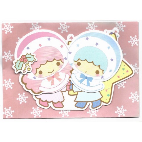 Ano 2015. Cartão Merry Christmas Little Twin Stars SANRIO