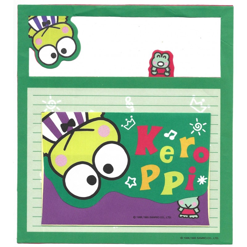 Ano 1995. Conjunto de Papel de Carta Keroppi Q1 Vintage Sanrio