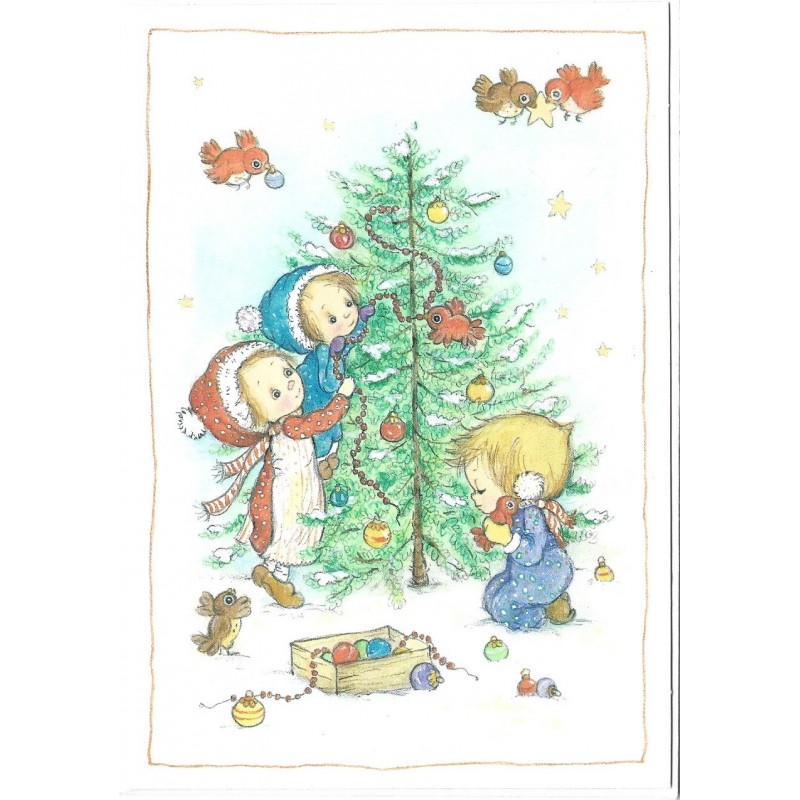 Notecard Cartão Antigo Importado Betsey Clark Christmas Tree Hallmark