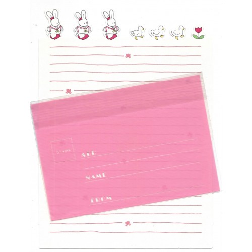 Conjunto de Papel de Carta Antigo Importado Rabbit & Duck JAPAN