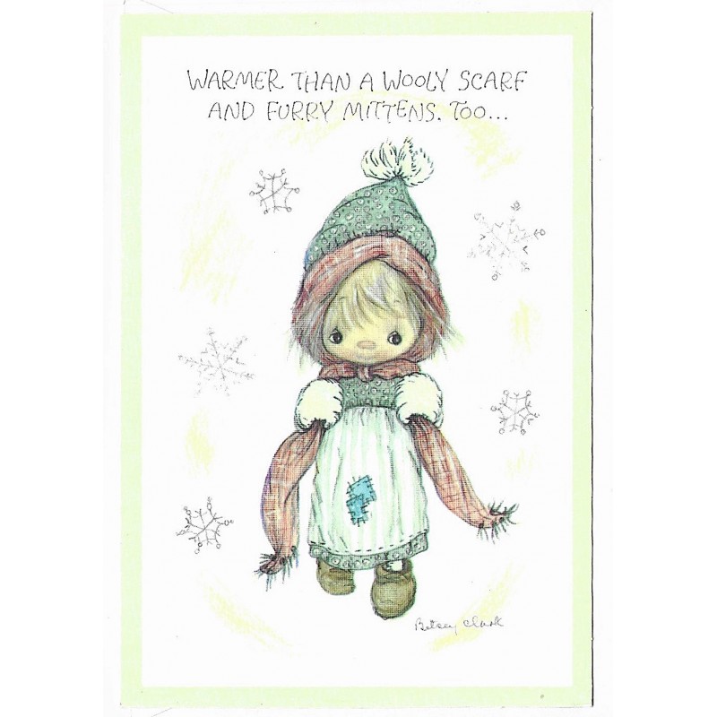 Notecard Cartão Antigo Importado Betsey Clark Wooly Scarf Hallmark