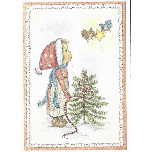 Notecard Cartão Antigo Importado Betsey Clark Tree Hallmark