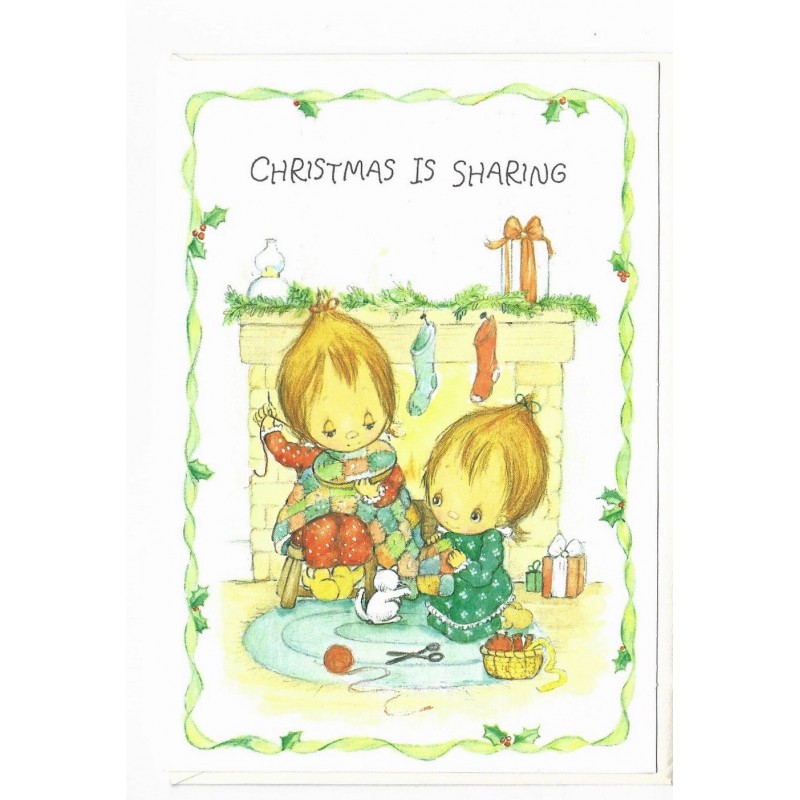 Notecard Cartão Antigo Importado Betsey Clark Sharing Hallmark