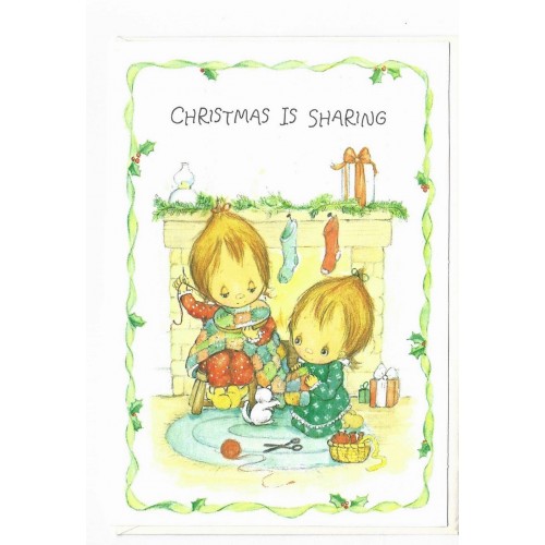 Notecard Cartão Antigo Importado Betsey Clark Sharing Hallmark