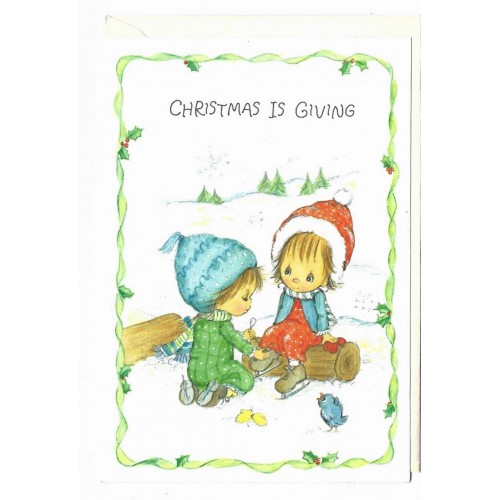 Notecard Cartão Antigo Importado Betsey Clark Giving Hallmark