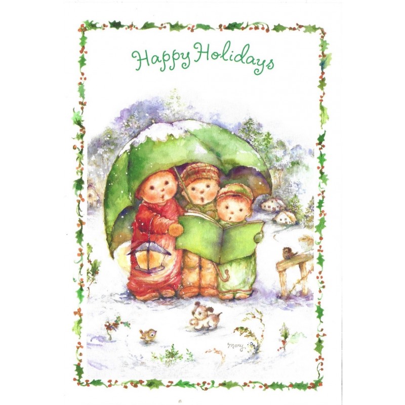 Notecard Antigo Importado Mary Hamilton Happy Holidays Hallmark