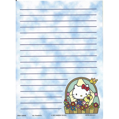 Papel de Carta Antigo Hello Kitty Jardineira - Best Cards