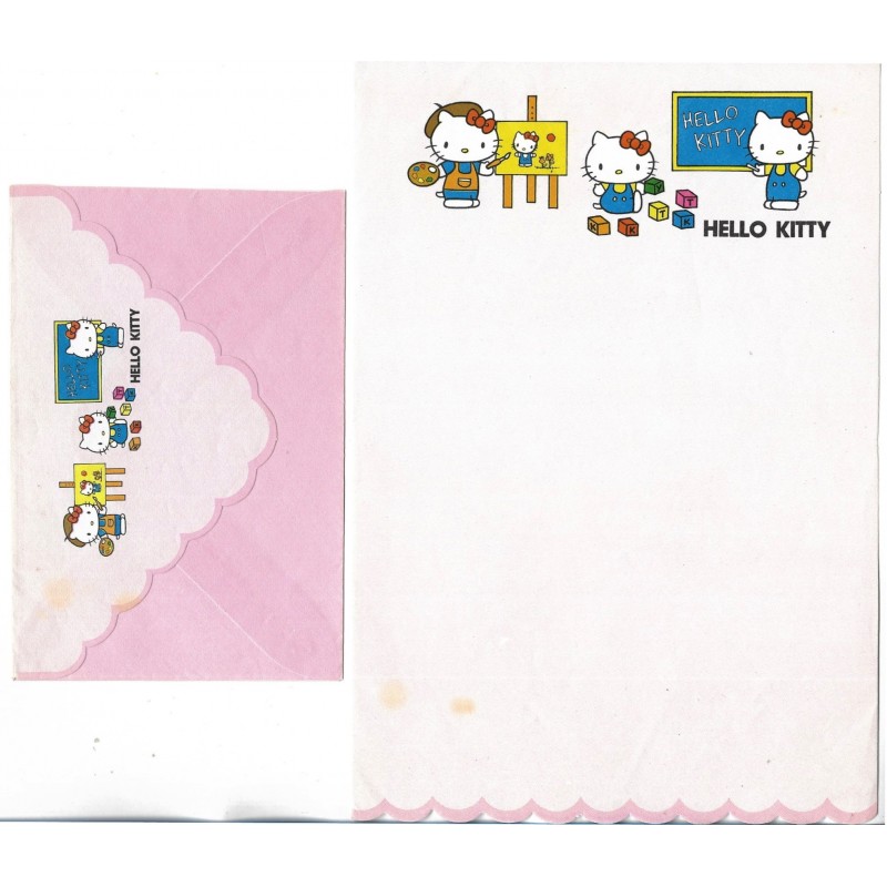 Conjunto de Papel de Carta Antigo Hello Kitty at School