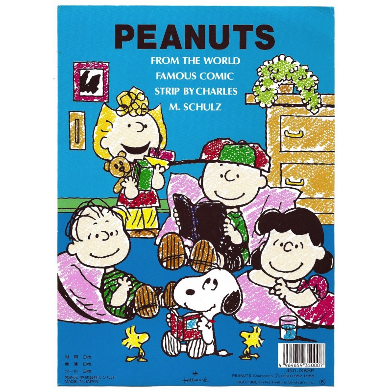 CAPA & Conjunto de Papel de Carta Snoopy Peanuts CAZ Vintage Hallmark Jpn