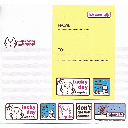 Kit 2 Conjuntos de Papel de Carta Lucky Day - Art-Box Korea