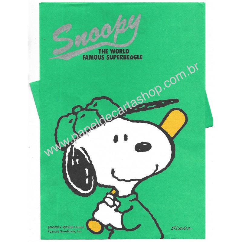 Conjunto de Papel de Carta Snoopy Baseball Vintage Hallmark Japan