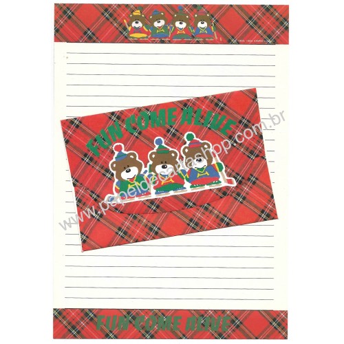 Ano 1984. Conjunto de Papel de Carta Fun Come Alive Vintage Sanrio